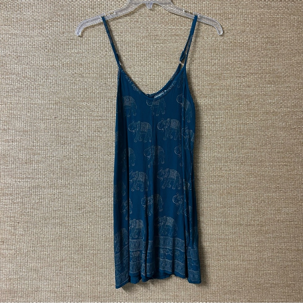 Earthbound Trading Co Romper Women’s Small Teal Green Gold Elephants